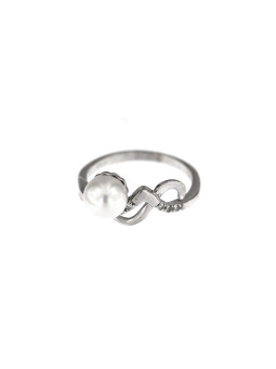White gold ring with pearl and diamonds DBBR14-PRL-11