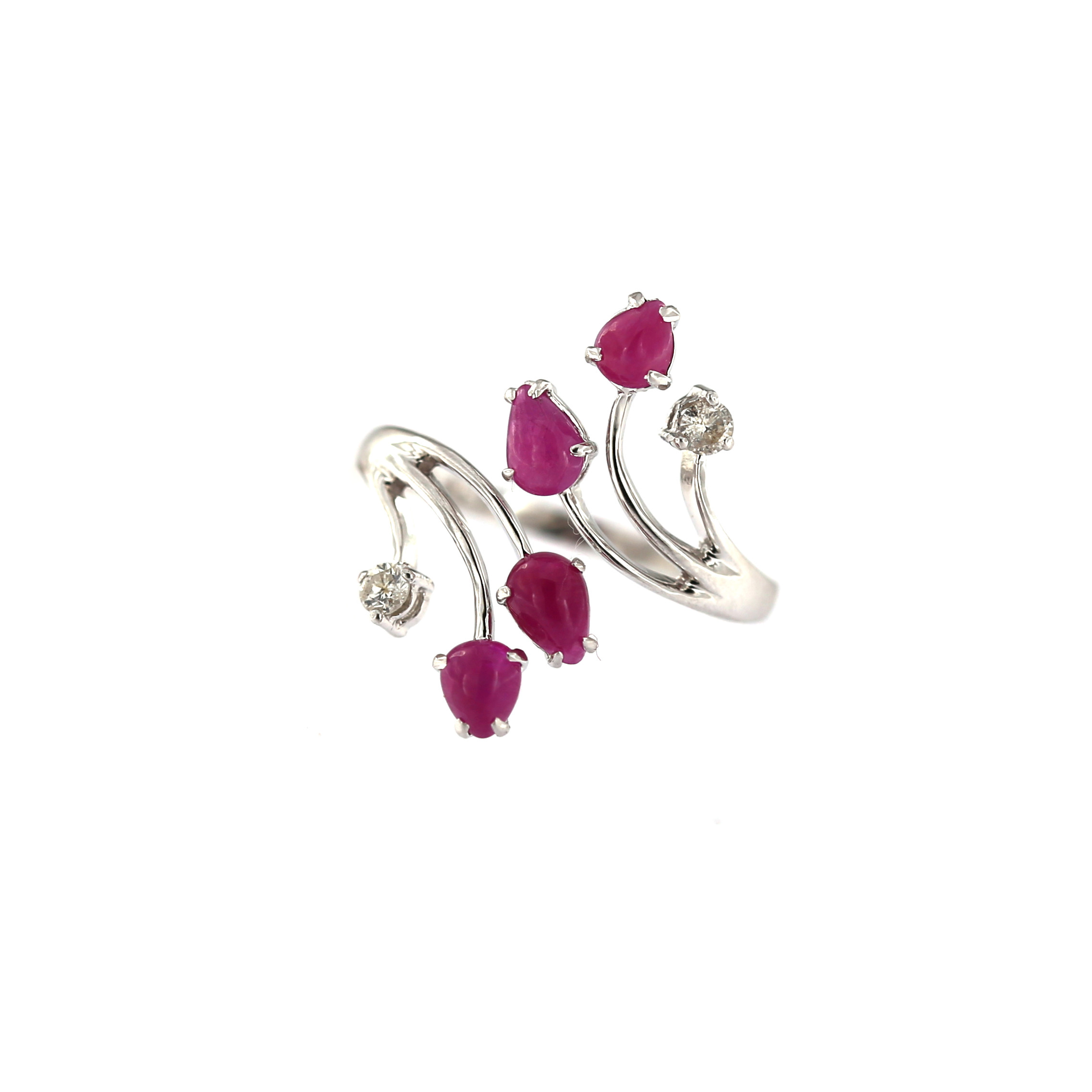 White gold ring with ruby and diamonds DBBR14-RU-04