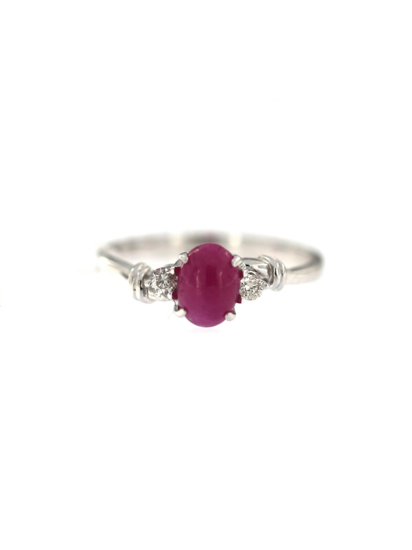 White gold ring with ruby and diamonds DBBR14-RU-07