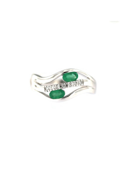 White gold ring with emerald and diamonds DBBR14-S-01