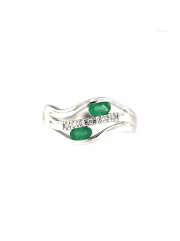 White gold ring with emerald and diamonds DBBR14-S-01