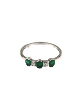 White gold ring with emerald and diamonds DBBR14-S-02