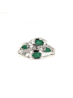 White gold ring with emerald and diamonds DBBR14-S-03