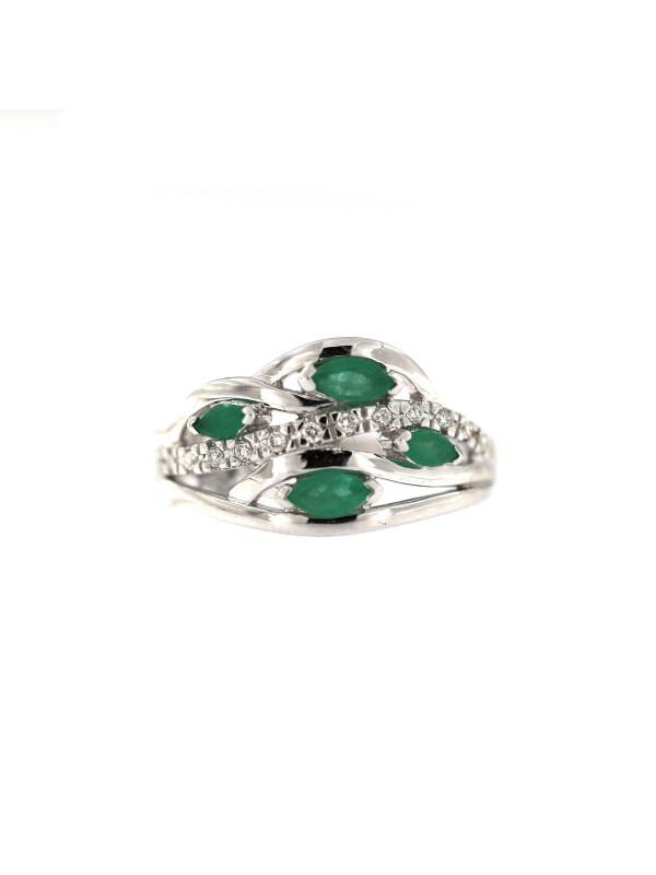 White gold ring with emerald and diamonds DBBR14-S-03