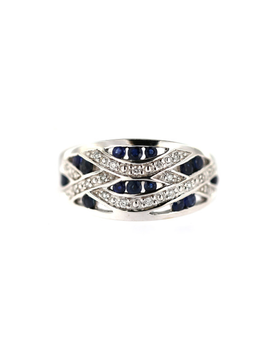 White gold ring with sapphire and diamonds DBBR14-SAF-01