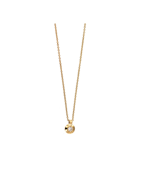 Yellow gold diamond pendant necklace CPGR04-01