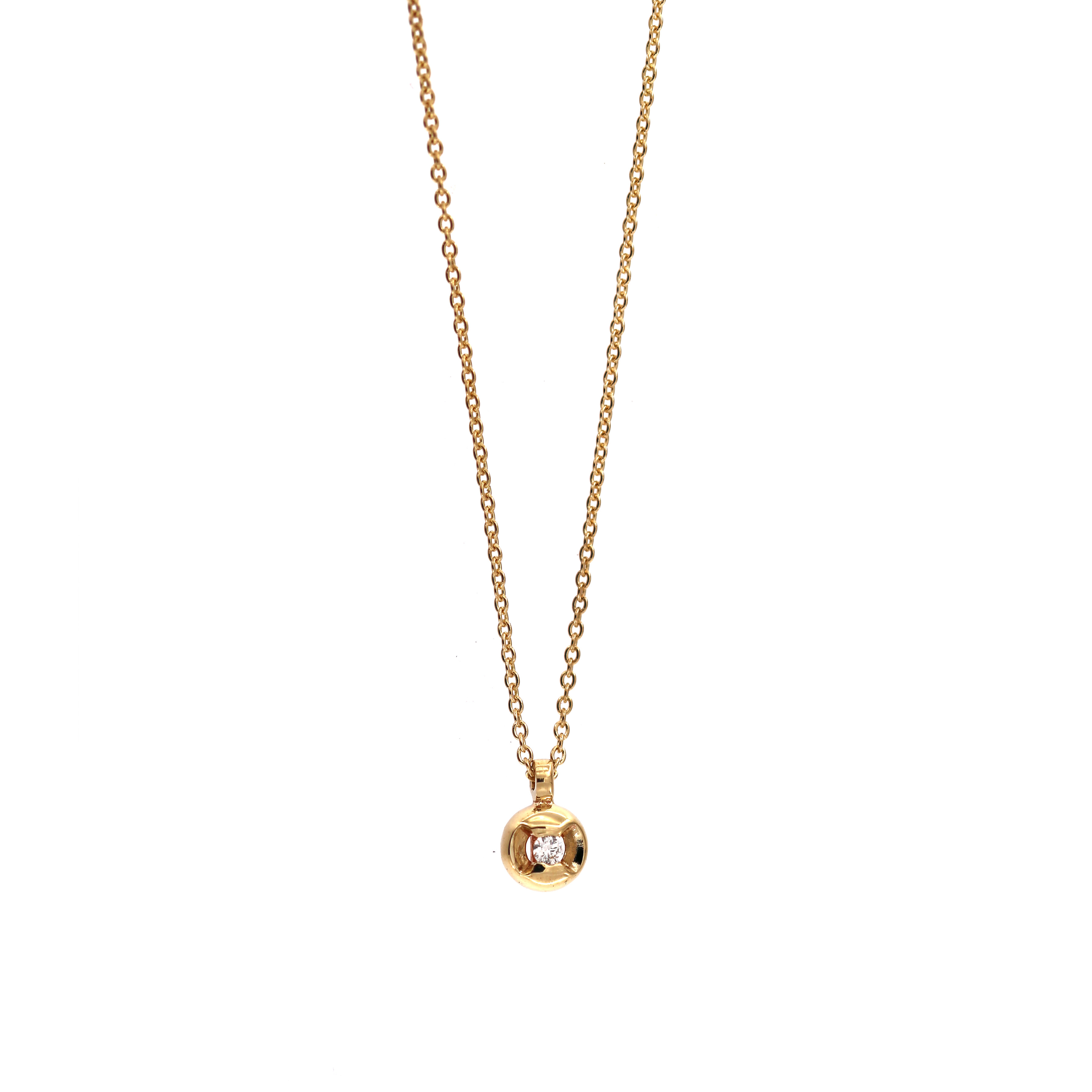 Yellow gold diamond pendant necklace CPGR04-02