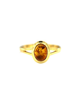 Geltono aukso žiedas su gintaru DGG02-01