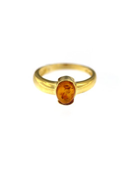 Geltono aukso žiedas su gintaru DGG02-02