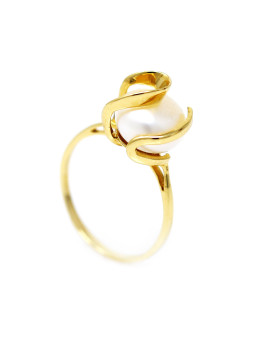 Yellow gold pearl ring DGP01-01