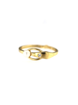 Geltono aukso žiedas su perlu DGP02-01