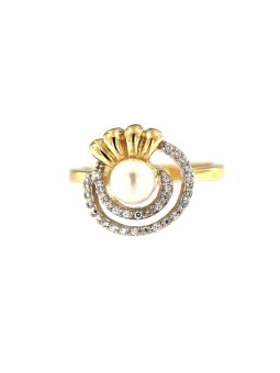 Yellow gold pearl ring DGP03-01