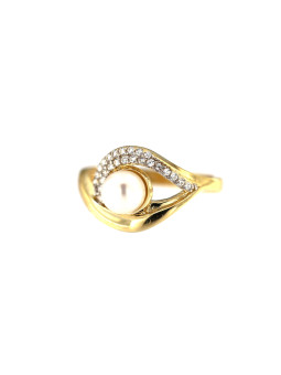 Yellow gold pearl ring DGP03-02