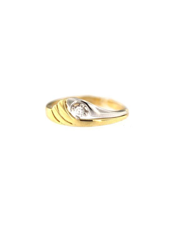 Geltono aukso žiedas su cirkoniais DGC07-08