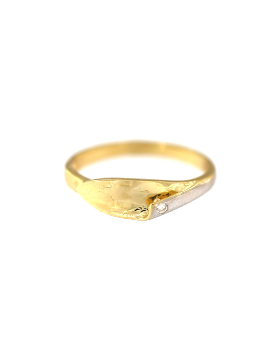 Geltono aukso žiedas su cirkoniais DGC08-06
