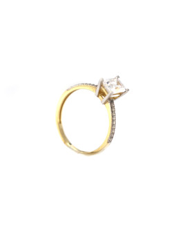 Geltono aukso sužadėtuvių žiedas su Swarovski kristalais DGS03-02-11