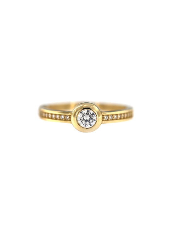 Geltono aukso sužadėtuvių žiedas su Swarovski kristalais DGS03-02-10