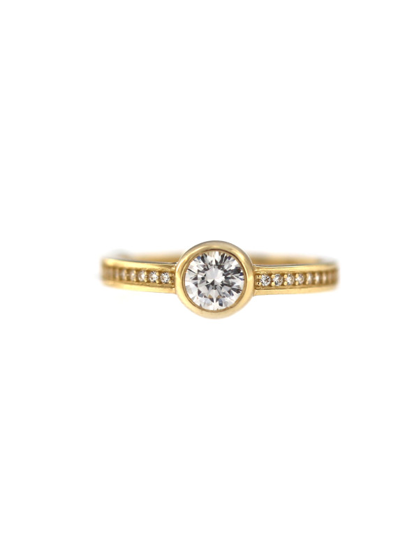 Geltono aukso sužadėtuvių žiedas su Swarovski kristalais DGS03-02-09