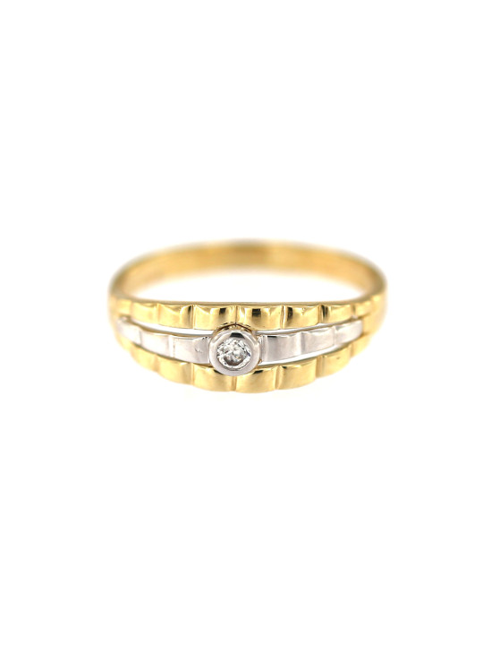 Geltono aukso žiedas su cirkoniais DGC08-01