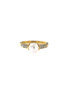 Yellow gold ring with pearl and diamonds DGBR12-PRL-02