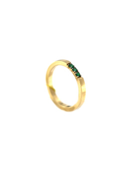 Geltono aukso žiedas su smaragdais DGBR12-S-01