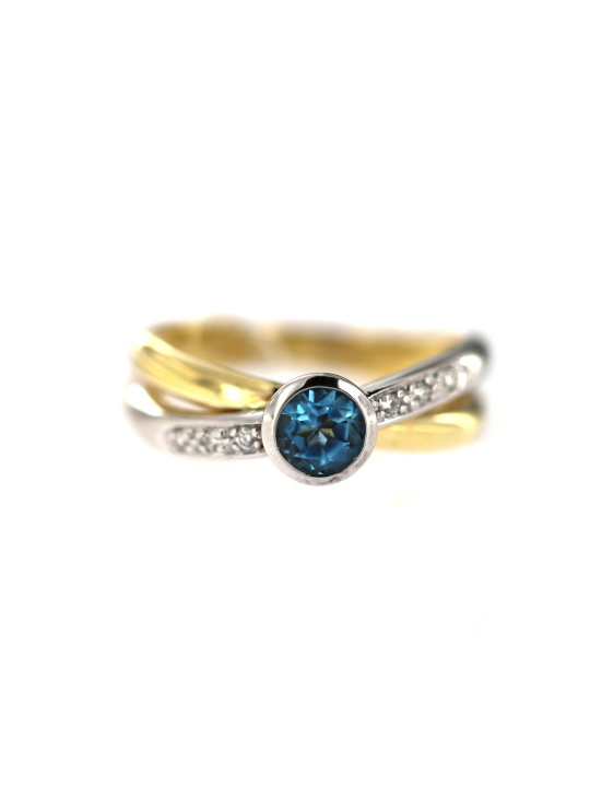 Yellow gold ring with topaz and diamonds DGBR12-T-01