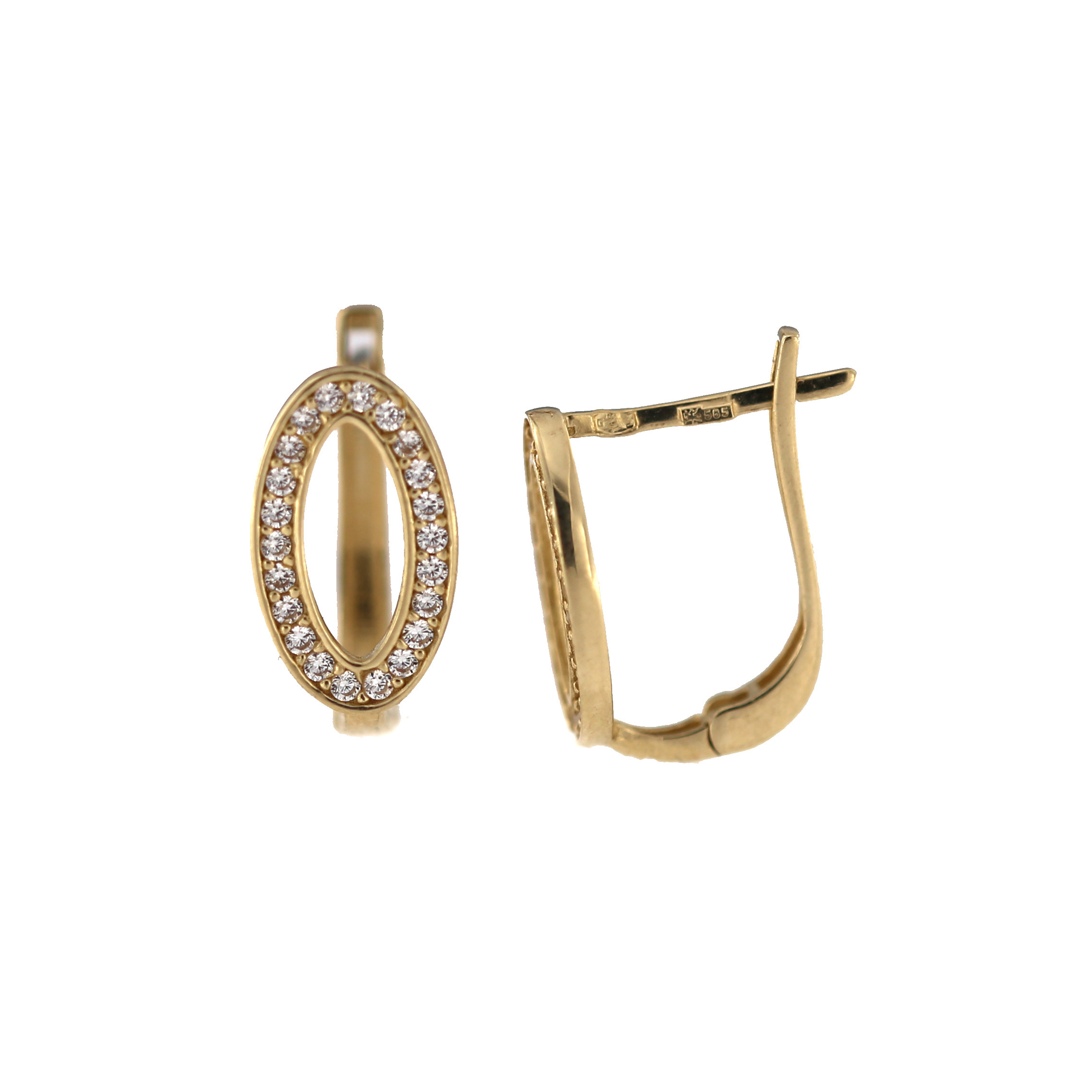 Yellow gold zirconia earrings BGA03-01-11
