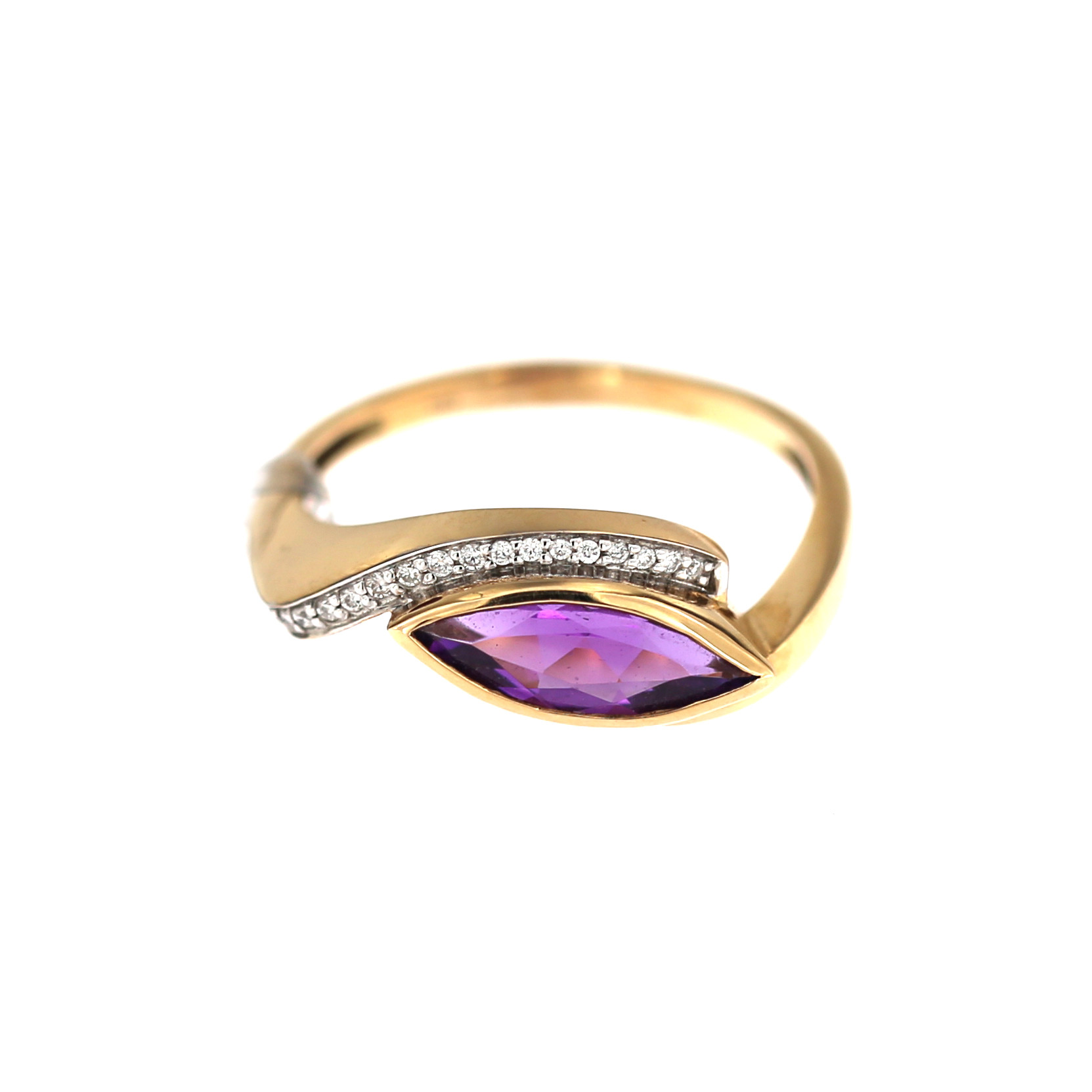 Rose gold ring with amethyst and diamonds DRBR17-A-02