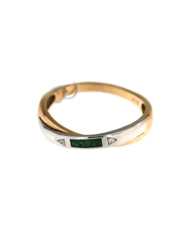Auksinis žiedas su smaragdais ir briliantais DRBR17-SMRGD-11