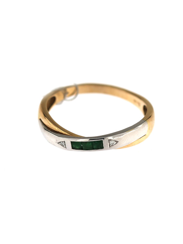 Rose gold ring with emerald and diamonds DRBR17-SMRGD-11