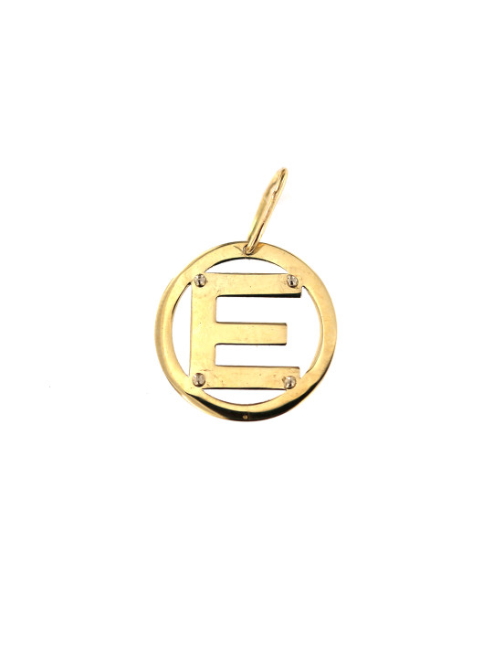 Yellow gold initial letter pendant AGR-E-02