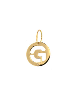 Yellow gold initial letter pendant AGR-G-01