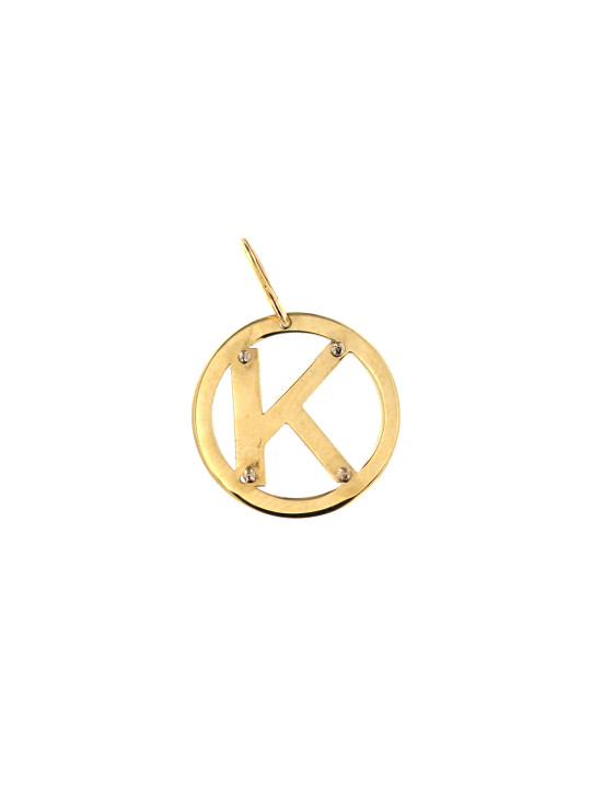 Yellow gold initial letter pendant AGR-K-04