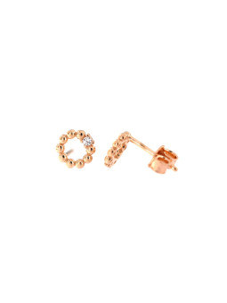 Rose gold zirconia pin earrings BRV12-01-03