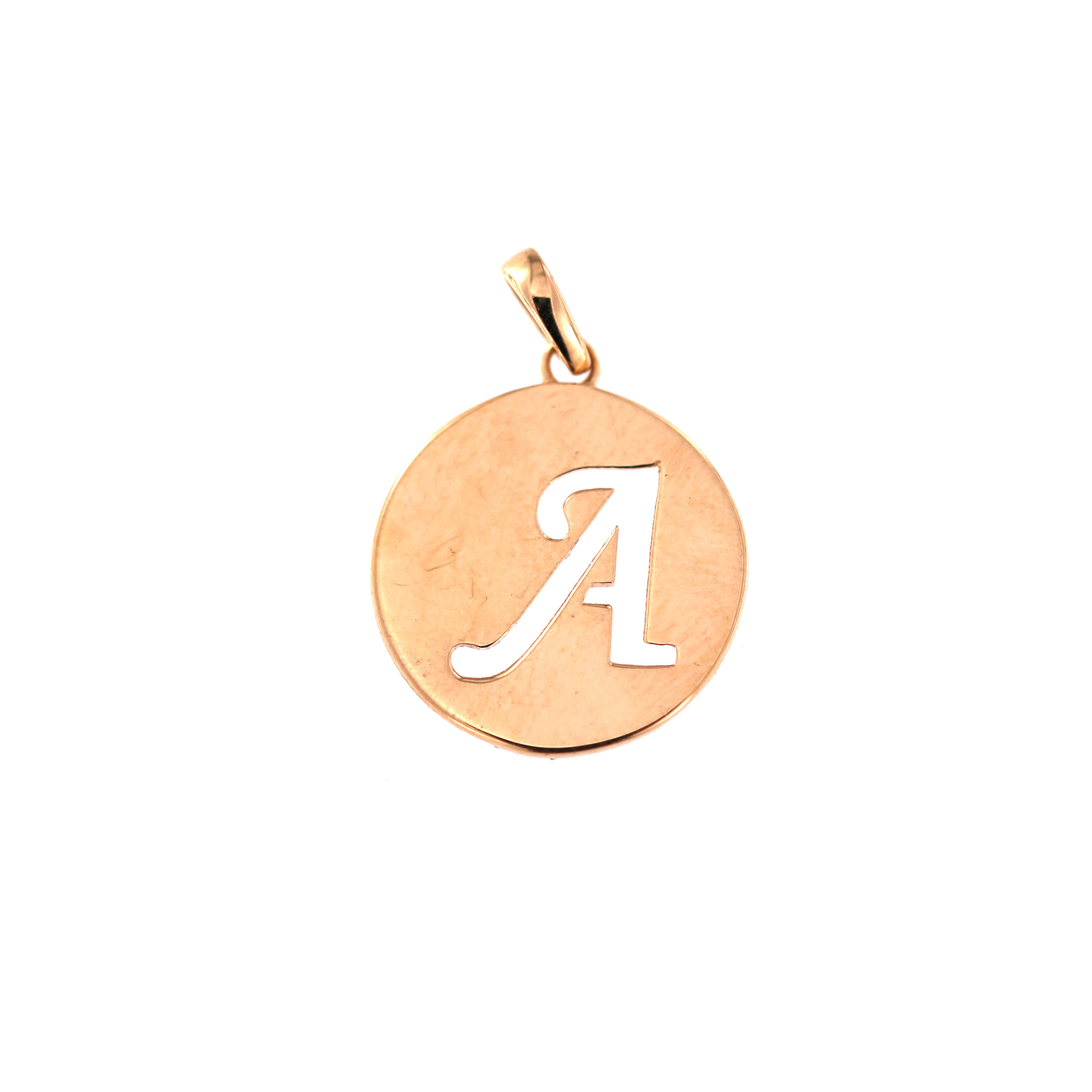 Rose gold initial letter pendant ARR-A-08
