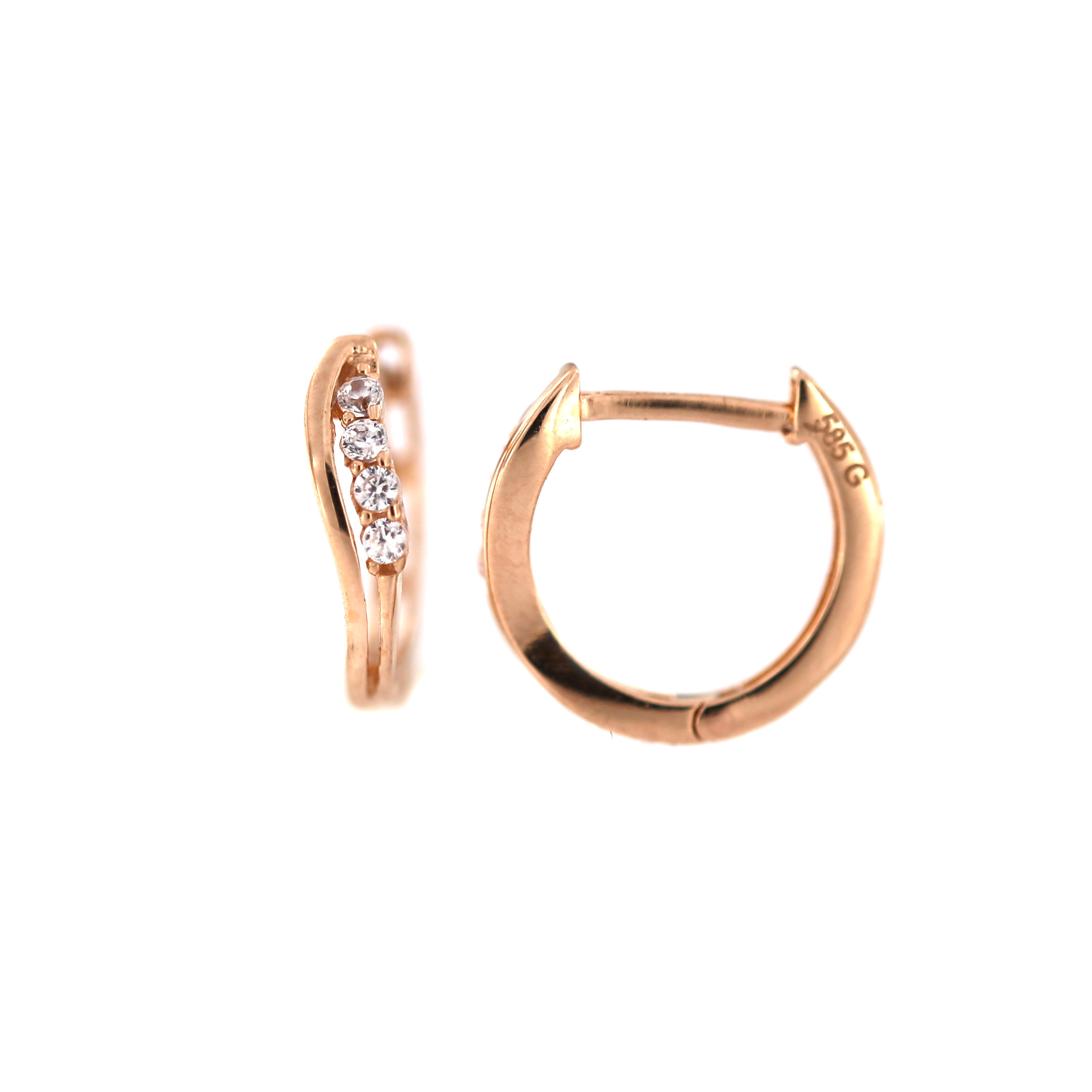 Rose gold zirconia earrings BRR01-10-16