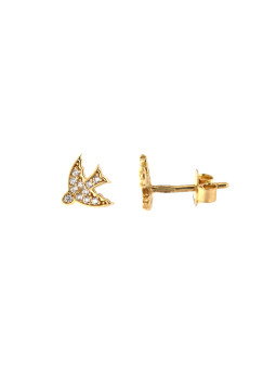 Yellow gold stud bird earrings BGV10-03-02