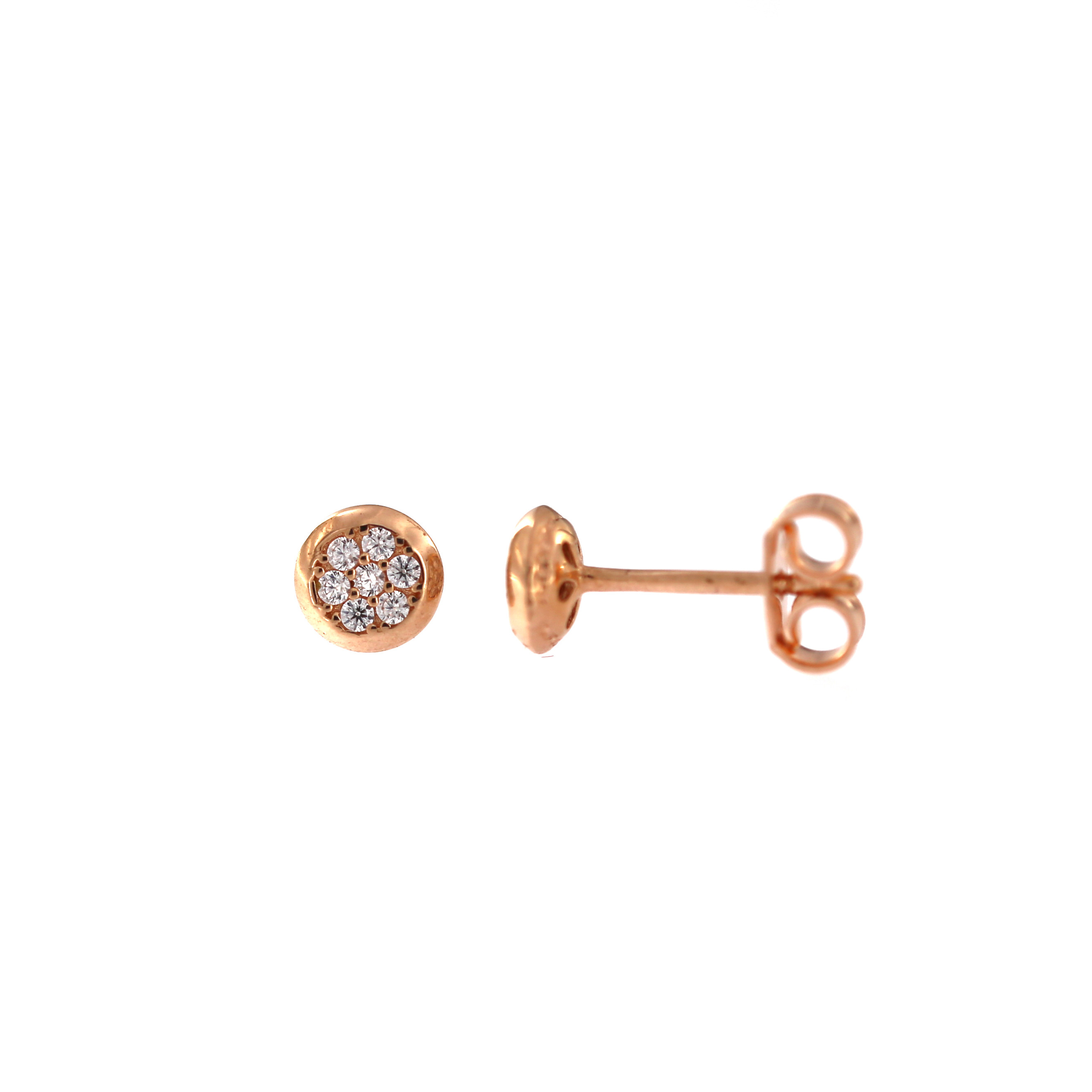 Rose gold zirconia pin earrings BRV06-01-12
