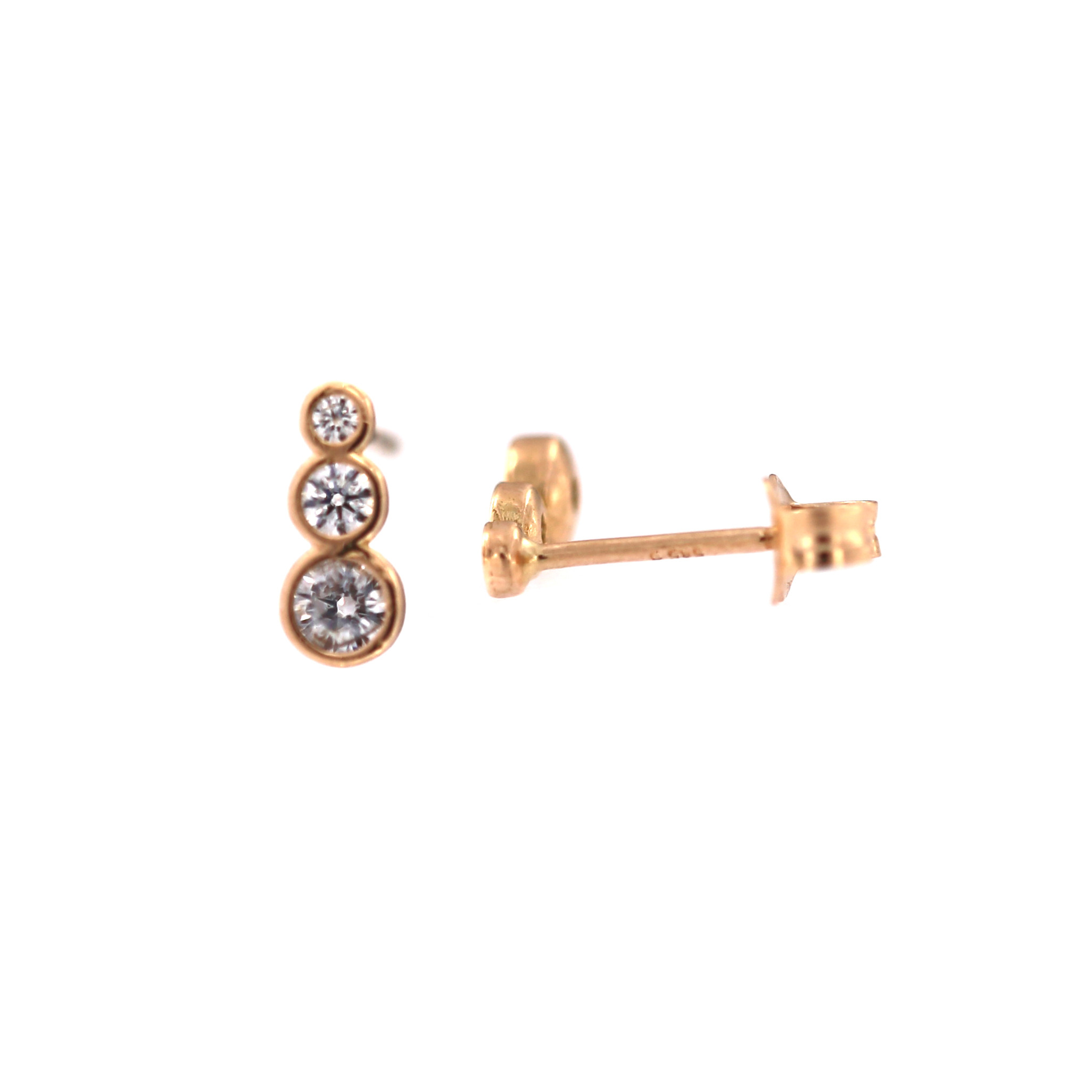 Rose gold zirconia pin earrings BRV06-05-02