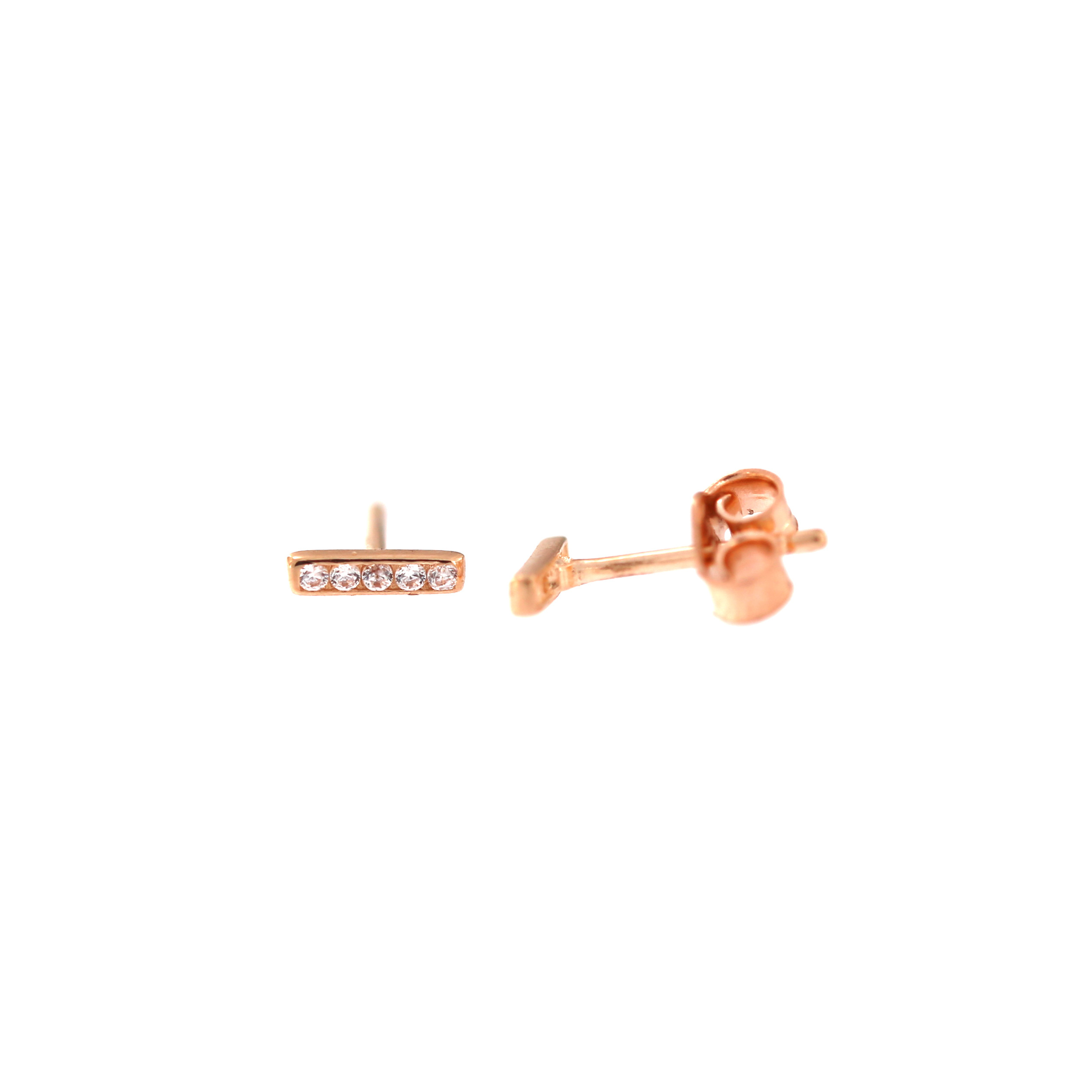 Rose gold zirconia pin earrings BRV08-06-07
