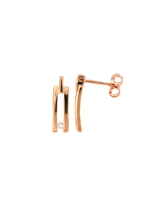 Rose gold zirconia pin earrings BRV08-06-08
