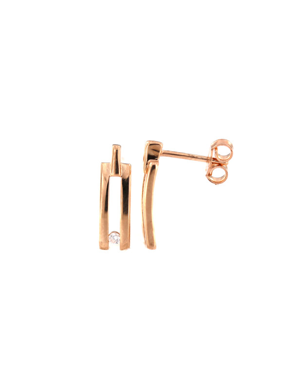 Rose gold zirconia pin earrings BRV08-06-08
