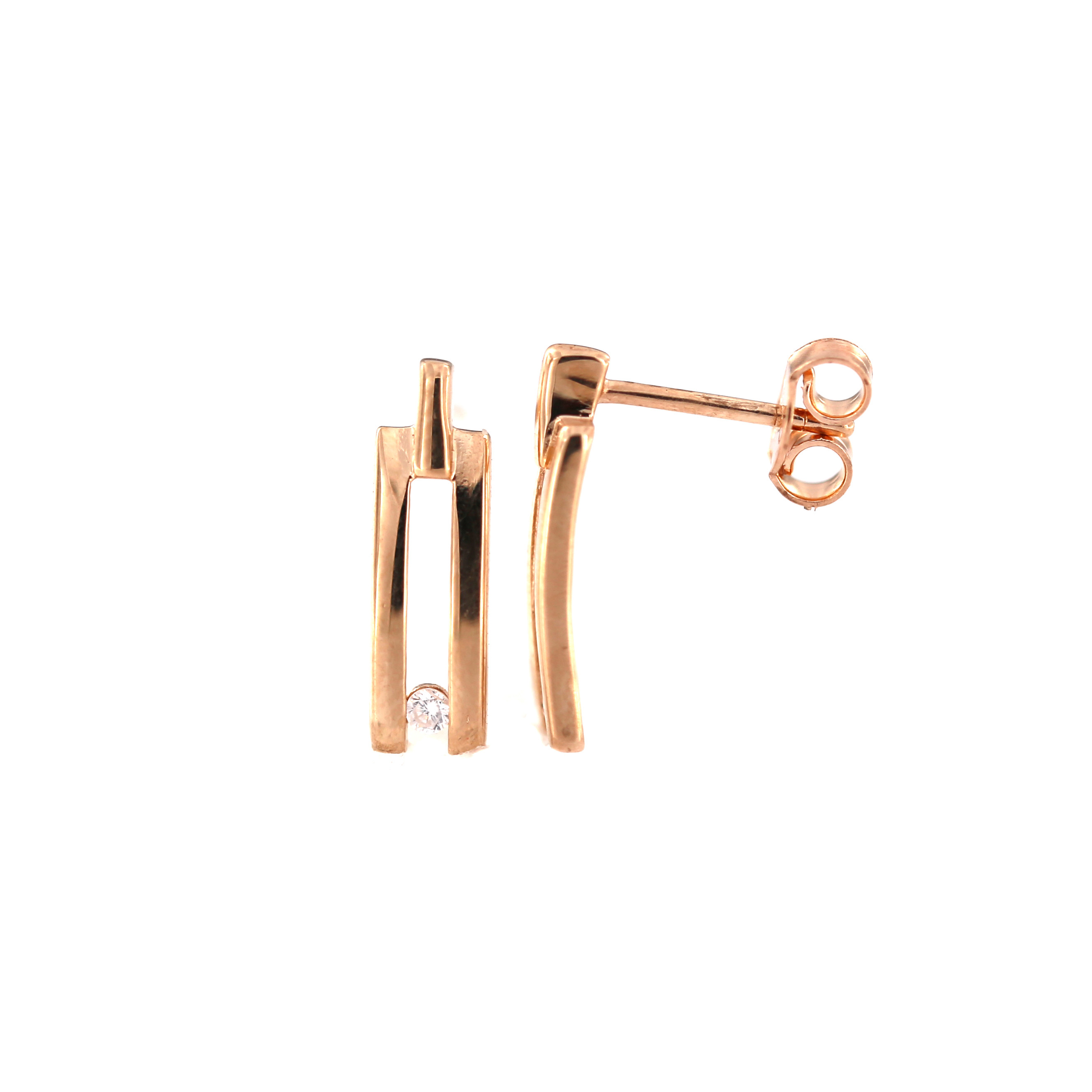 Rose gold zirconia pin earrings BRV08-06-08