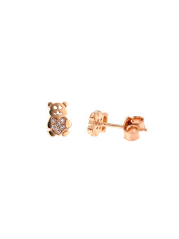 Rose gold teddy bear pin earrings BRV10-08-02