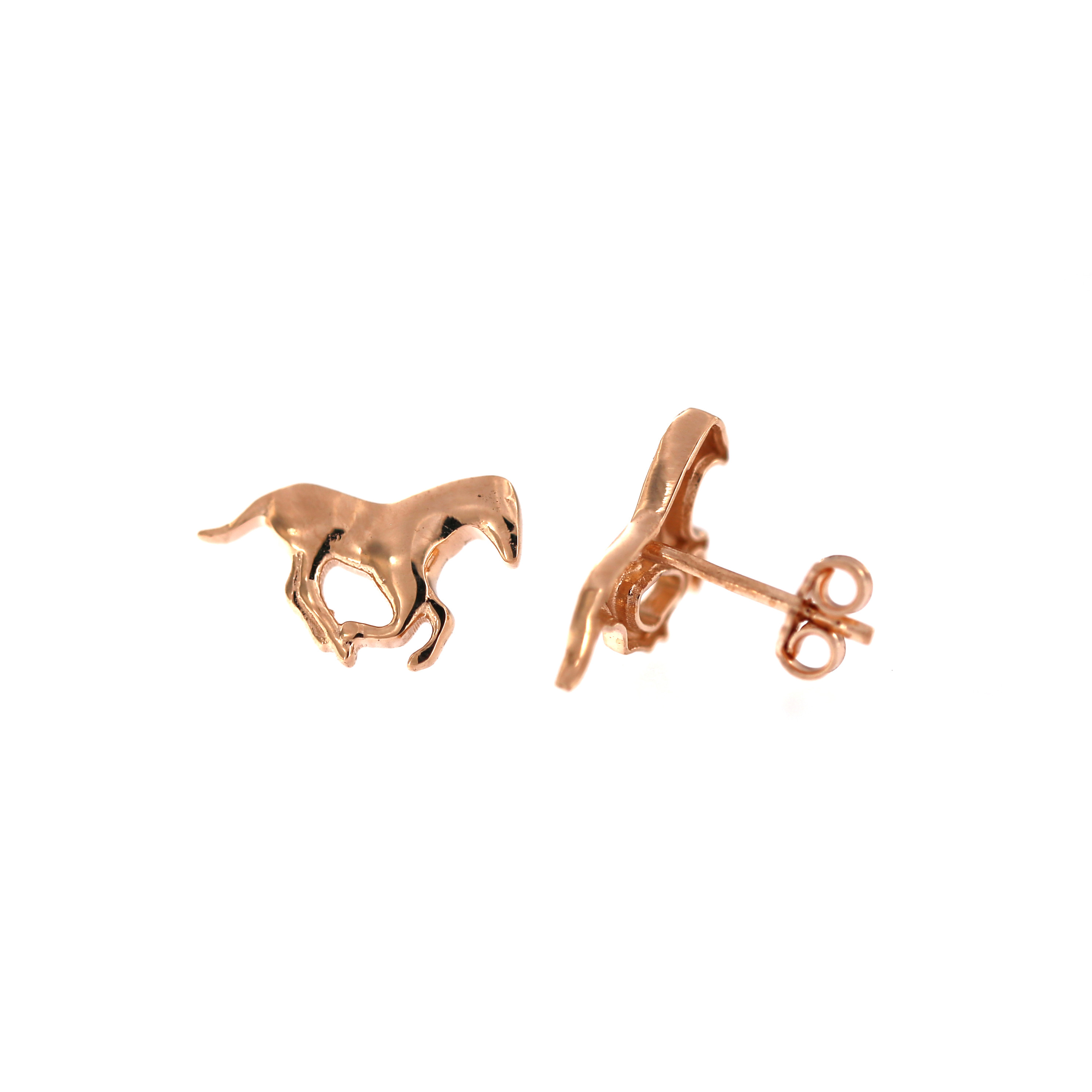 Rose gold horse pin earrings BRV10-09-01