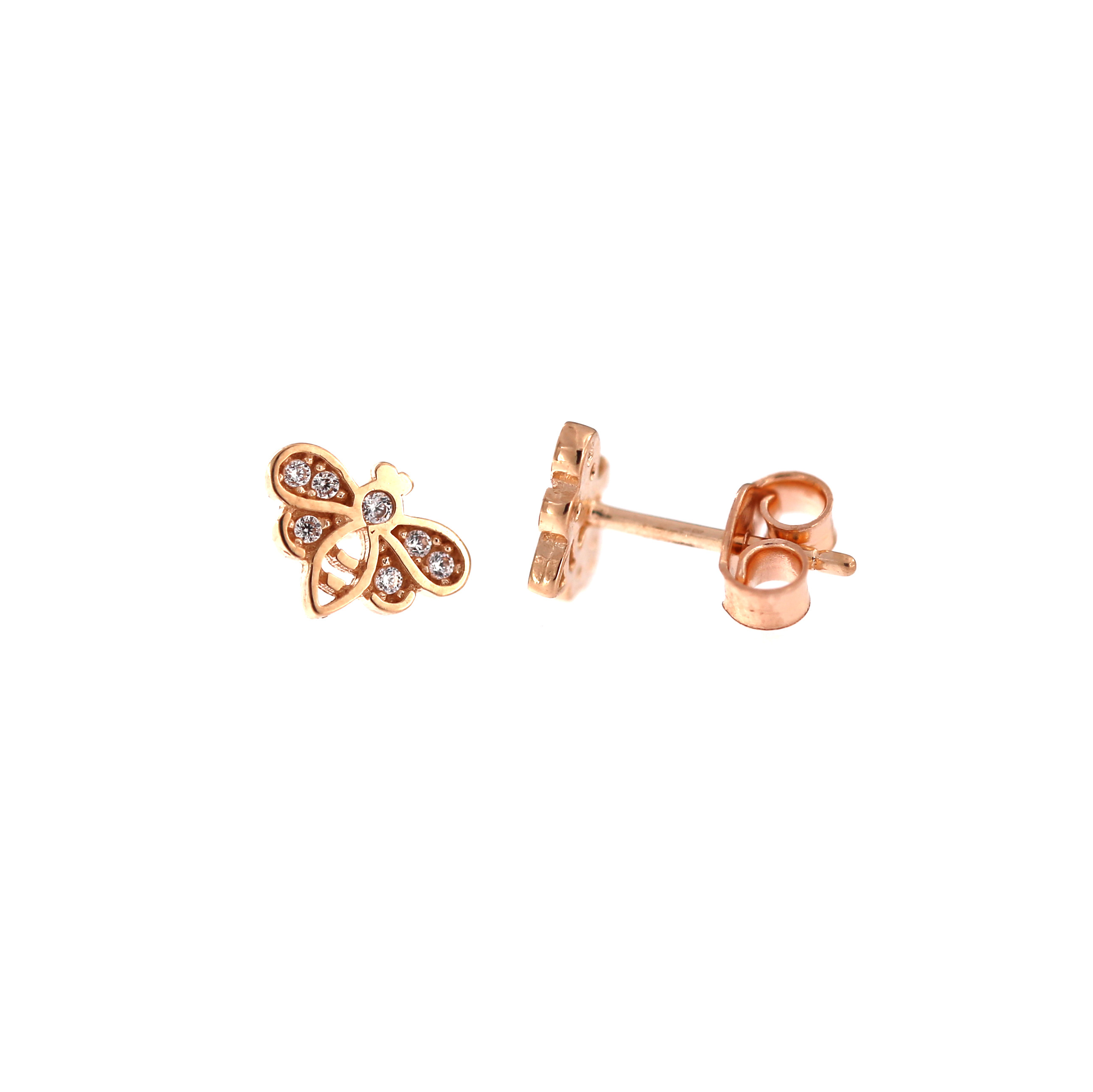 Rose gold bee pin earrings BRV10-10-01