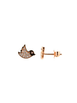 Rose gold bird pin earrings BRV10-12-01