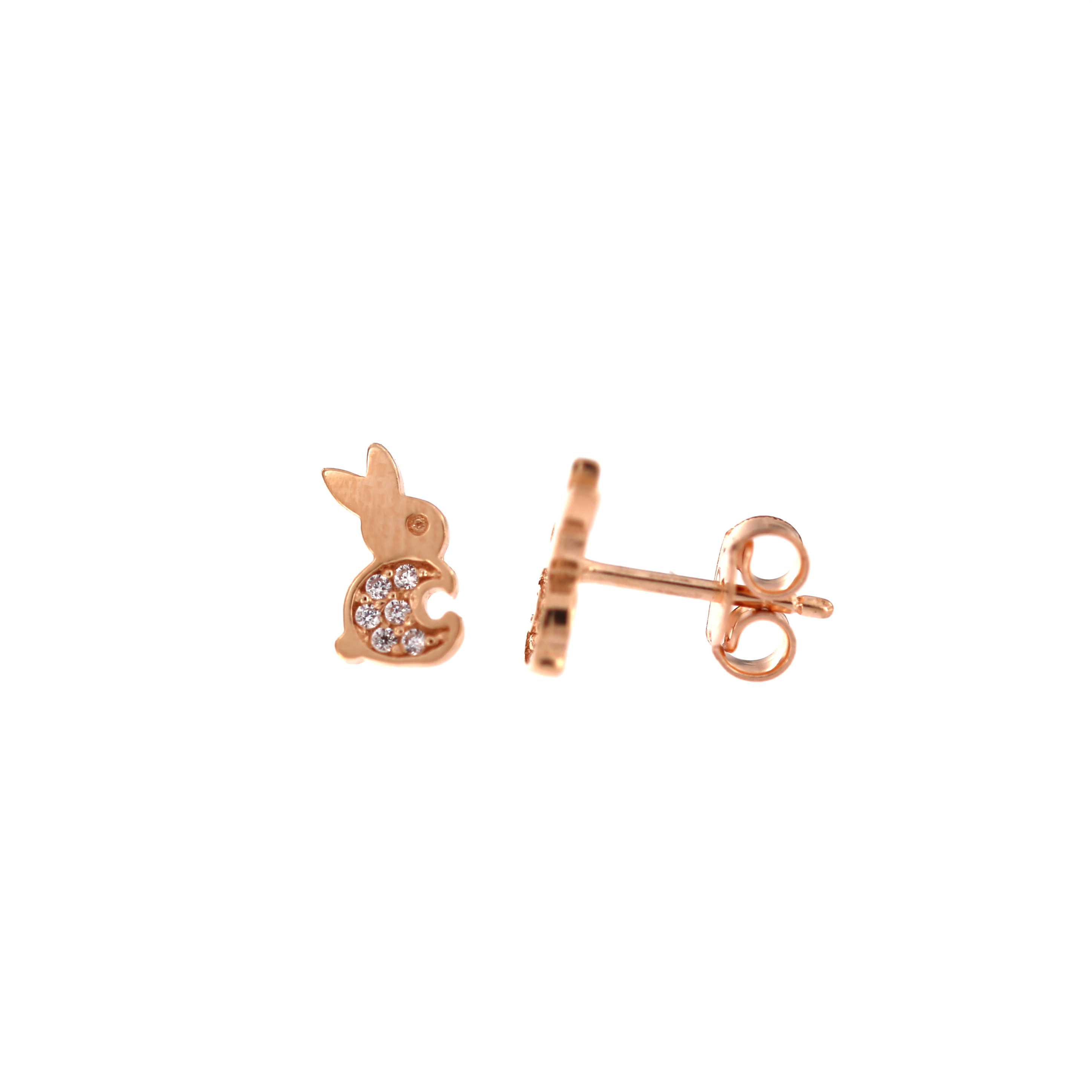 Rose gold rabbit pin earrings BRV10-13-01