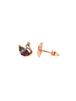 Rose gold swan pin earrings BRV10-16-01
