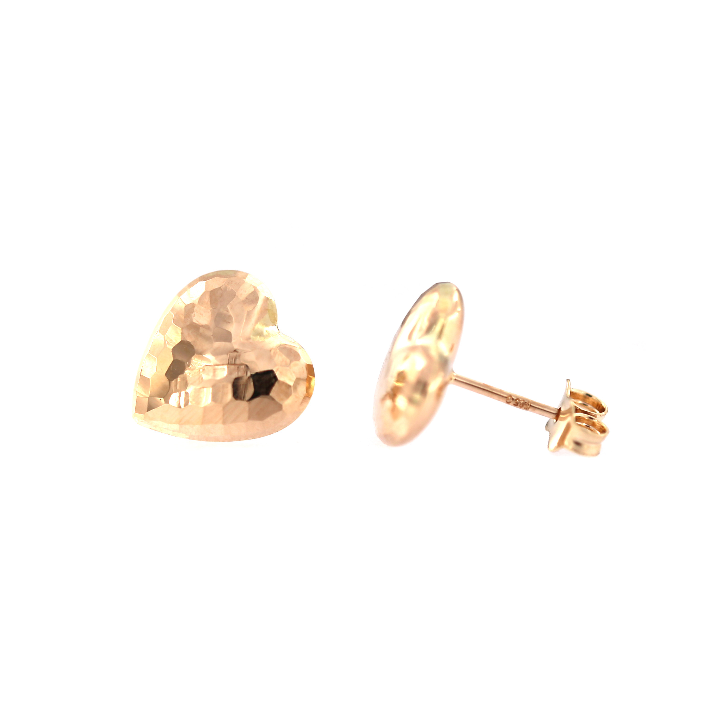 Rose gold heart-shaped pin earrings BRV14-01-15